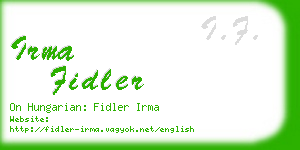 irma fidler business card